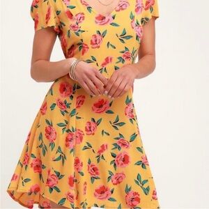 Billabong Yellow and Pink Floral Mini Dress